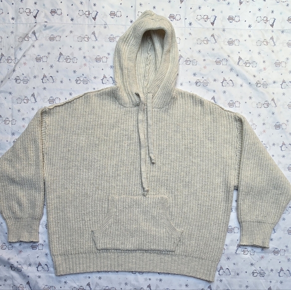 American Eagle Cozy Cream Knit Hoodie - Picture 1 of 6